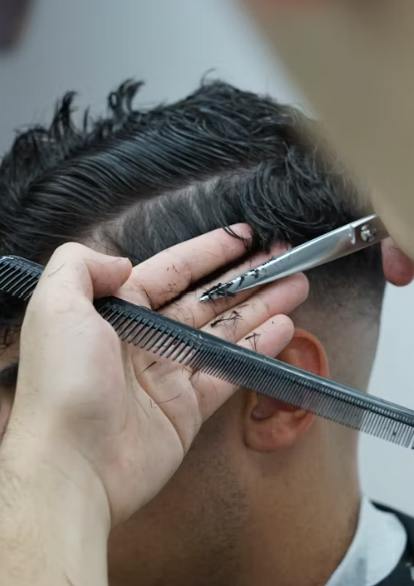 Modern pompadour hairstyle variation